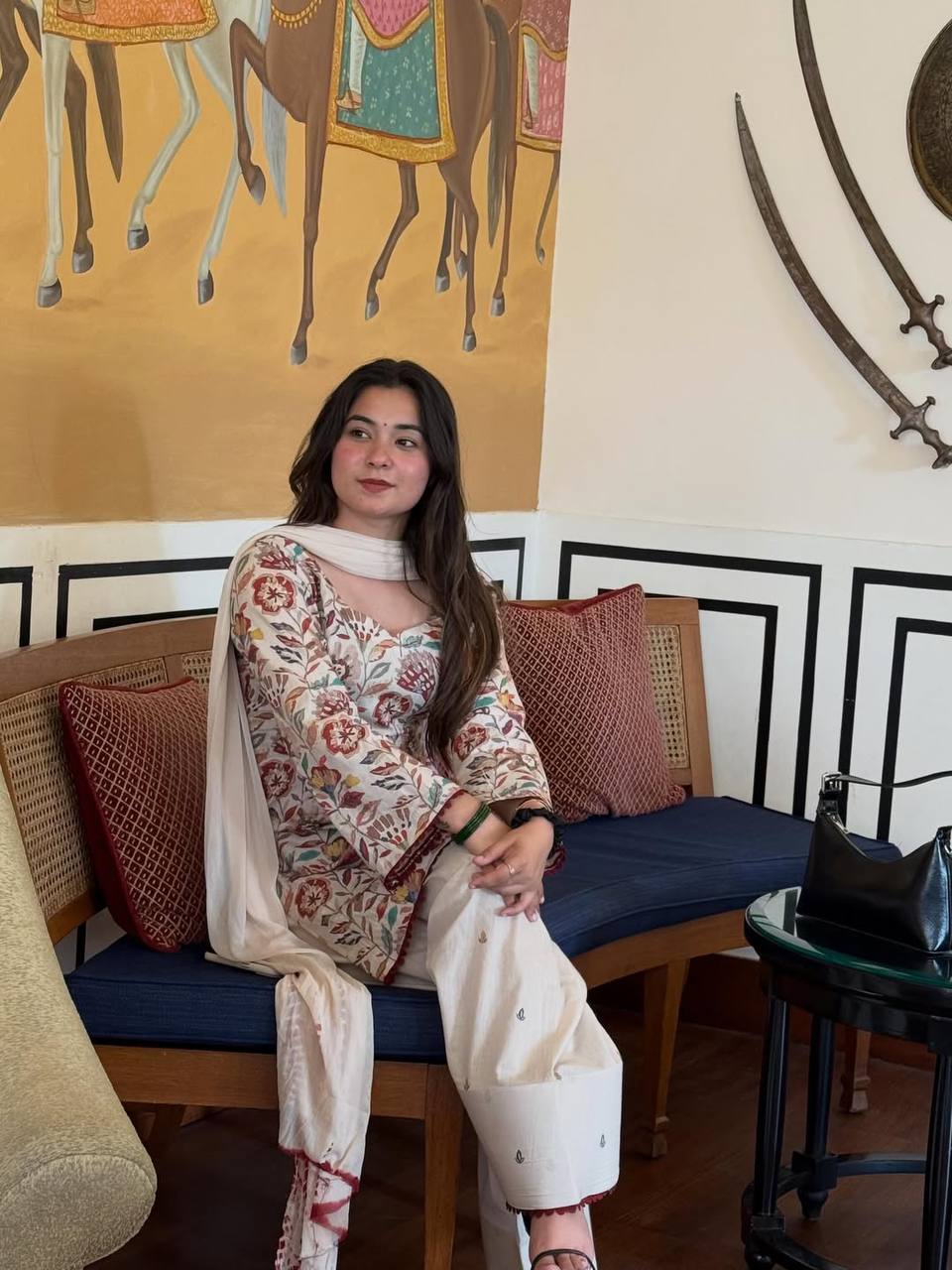 The Sovereign Cream Floral-Print Festive Couture
